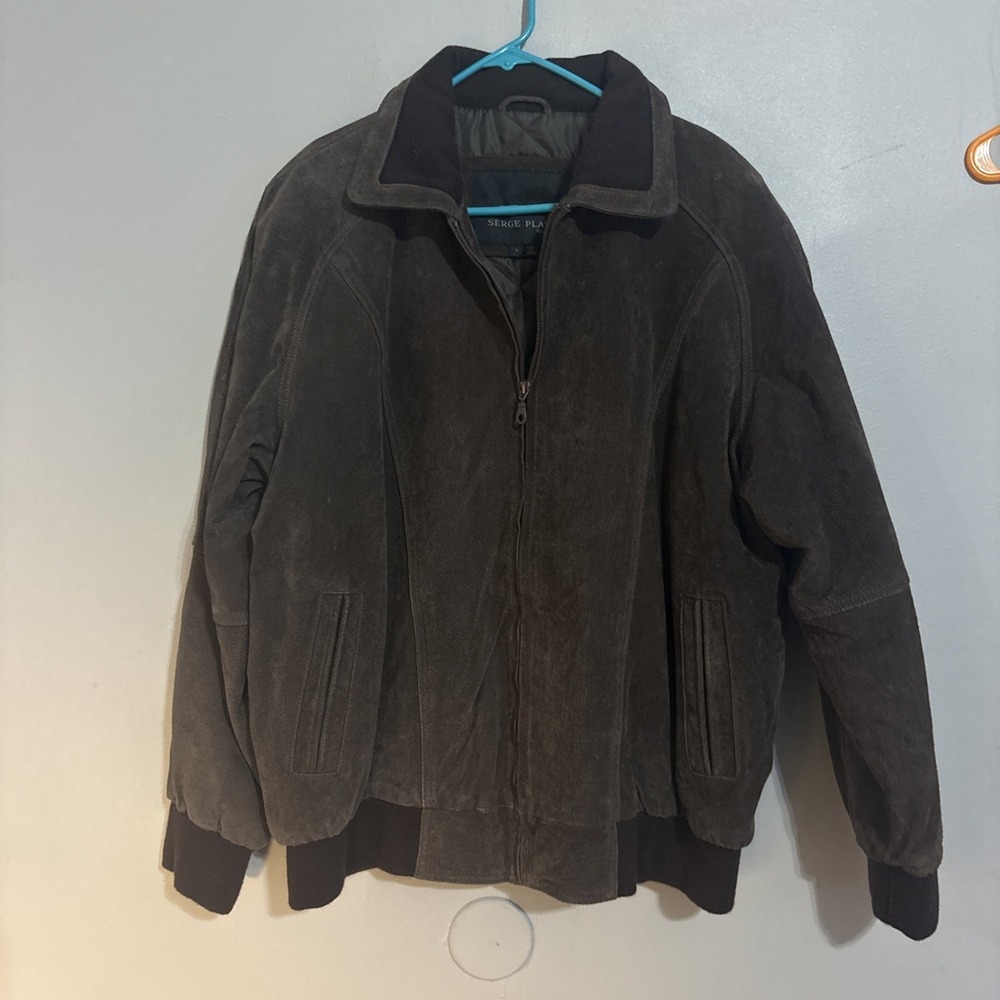 Men's SERGE PLATINI Genuine Leather Suede Brown Vintage Jacket Coat